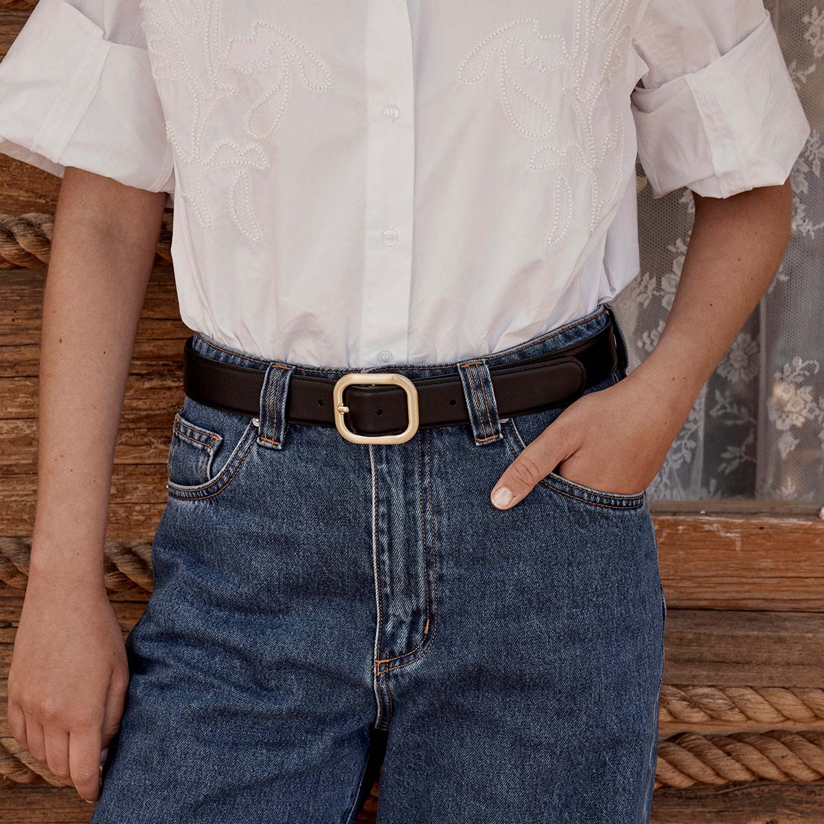 Falling Quiet Belt - Black Nappa/Gold - Image 9