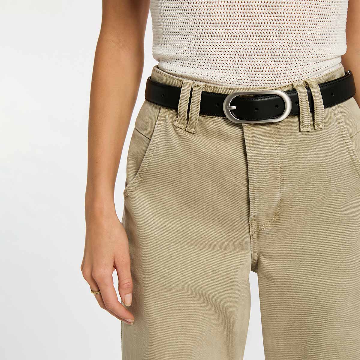 Final Loop Belt - Black Nappa/Silver - Image 7