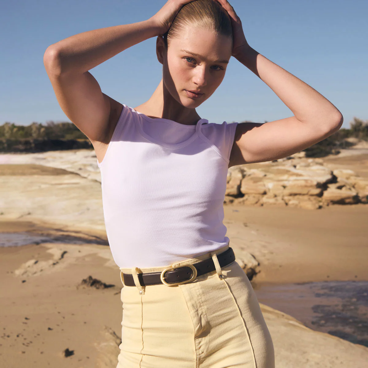 Final Loop Belt - Choc Nappa/Gold - Image 7