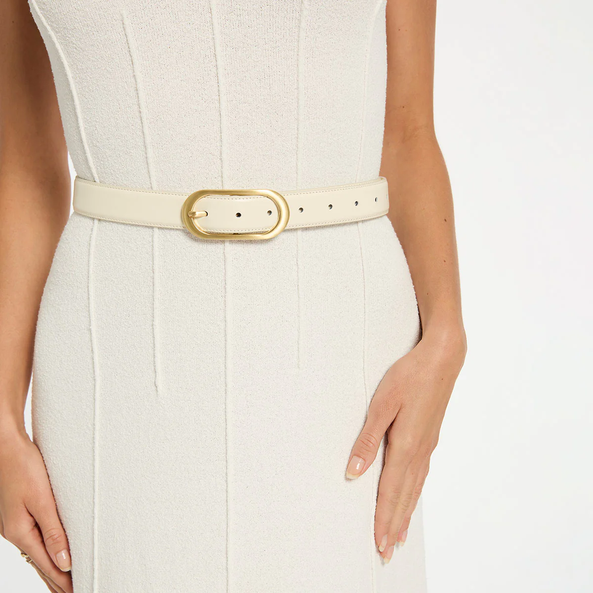 Final Loop Belt - Ivory Nappa/Gold - Image 2