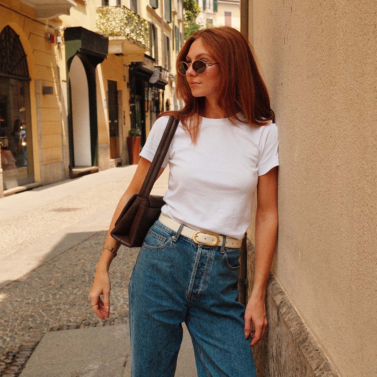 Final Loop Belt - Ivory Nappa/Gold - Image 9