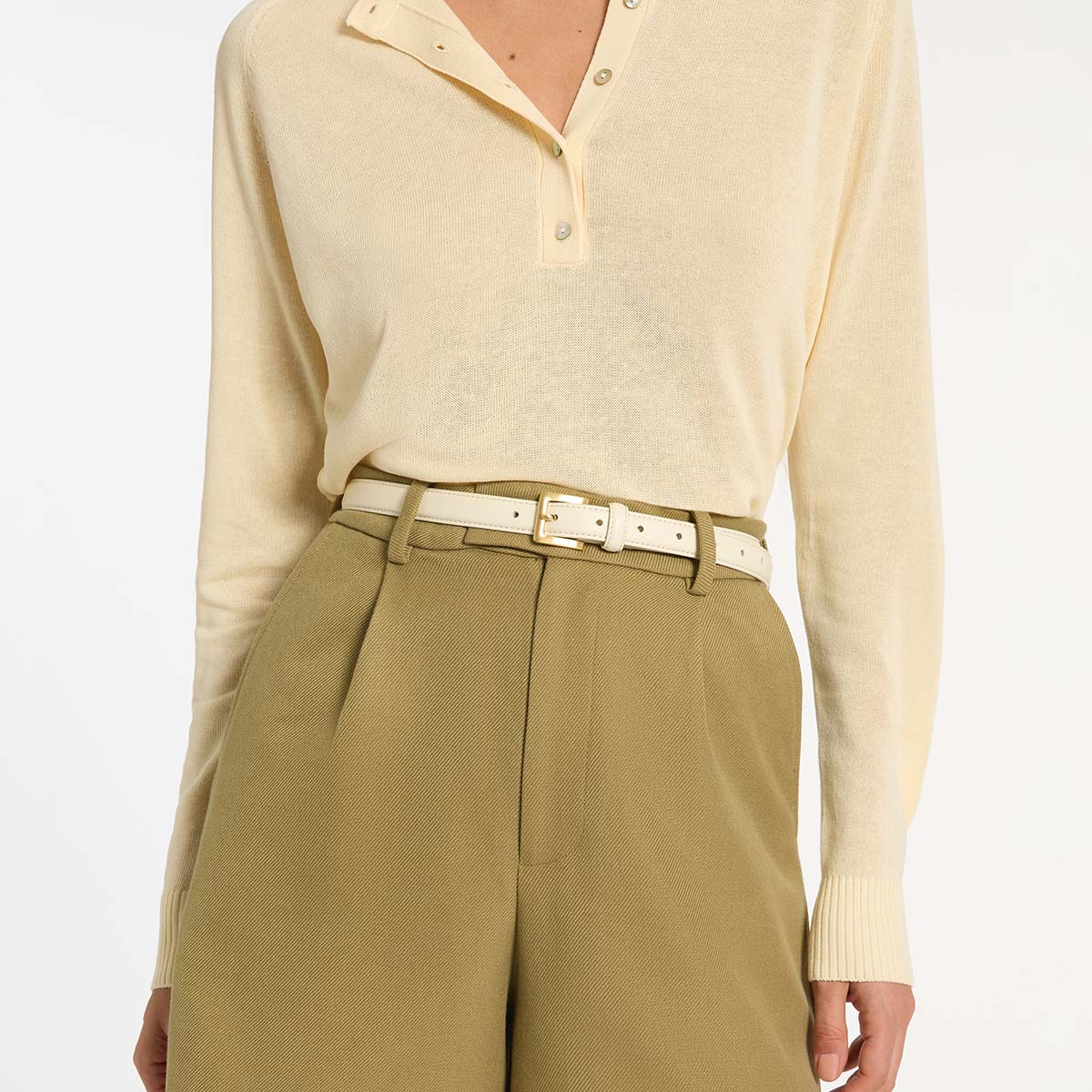 In Your Eyes Belt - Ivory Nappa/Gold - Image 2