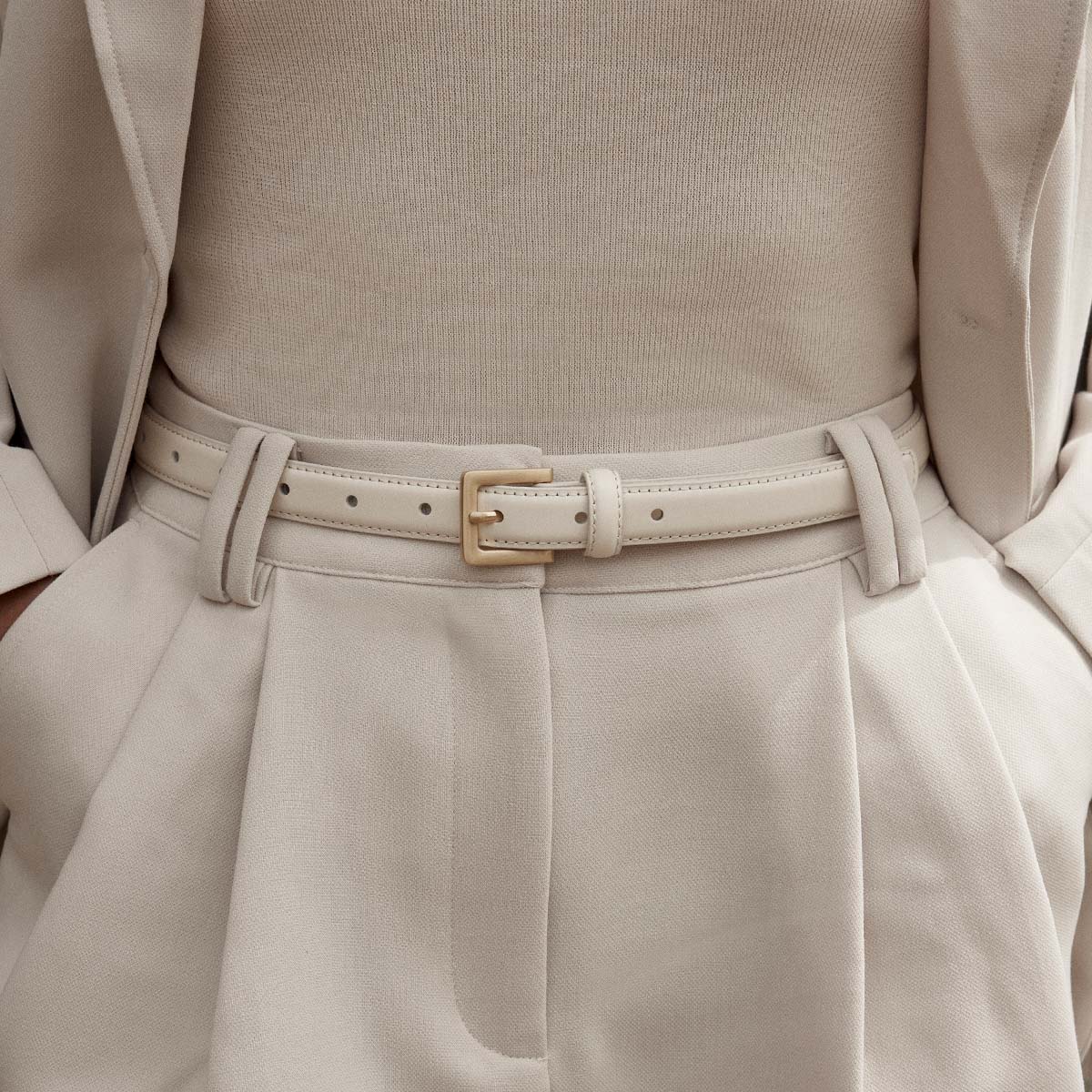 In Your Eyes Belt - Ivory Nappa/Gold - Image 8