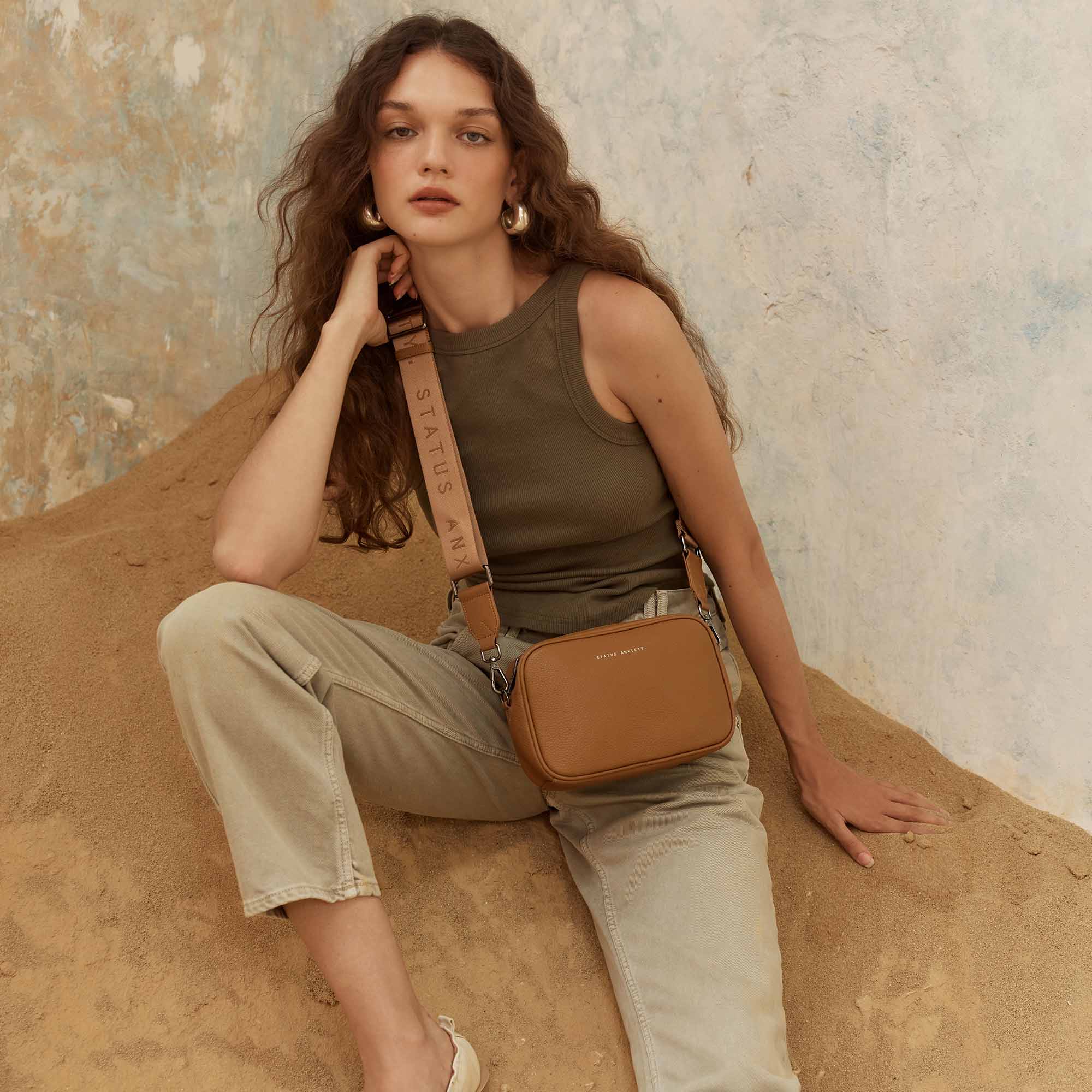 Plunder Bag With Dual Straps - Camel - Image 13